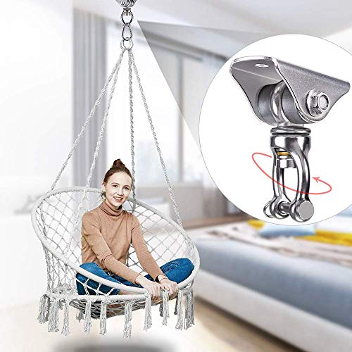 SELEWARE Silent Swing Hanger Heavy Duty Bearing Swing Hooks 1 Pack | 360° Swivel Stainless Steel Ceiling Mount for Porch Swing Hammock Chair Heavy Bag Yoga Silk Suspension Straps Olympic Rings - color: Multi ( 1 Pack 360° Bearing Swing Hanger )