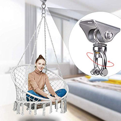 SELEWARE Silent Swing Hanger Heavy Duty Bearing Swing Hooks 1 Pack | 360° Swivel Stainless Steel Ceiling Mount for Porch Swing Hammock Chair Heavy Bag Yoga Silk Suspension Straps Olympic Rings - color: Multi ( 1 Pack 360° Bearing Swing Hanger )
