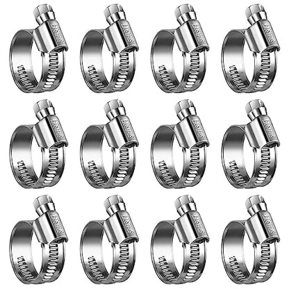 Non-Slip Stainless Steel Worm Gear Hose Clamps 5/8 to 1-1/16"(16-27mm) | SAE Size 10, 5/16"Hex Head, Soft Hose Protection, Adjustable for Automotive, Fuel Line, Garden, Heater, Radiator, 12Pack - size: SAE#10(5/8 To 1-1/16)