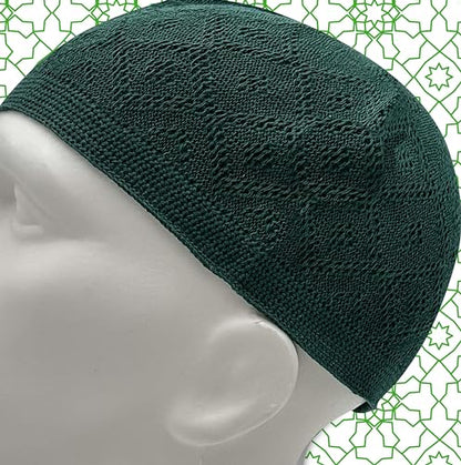 10 Pieces Kufi Hats for Men and Muslim Prayer Rug Islam and Beads, Kaabe Design