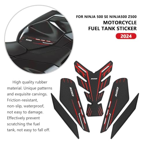 for Ninia 500 Z500 Ninja 500 SE ninja500 2024 2025 2026 New Accessories Side Fuel Tank Pads Protection Stickers Decals Fuel Tank Knee Pads Traction Pads Fuel Tank Pads Anti-slip side fuel tank sticker - color: Red