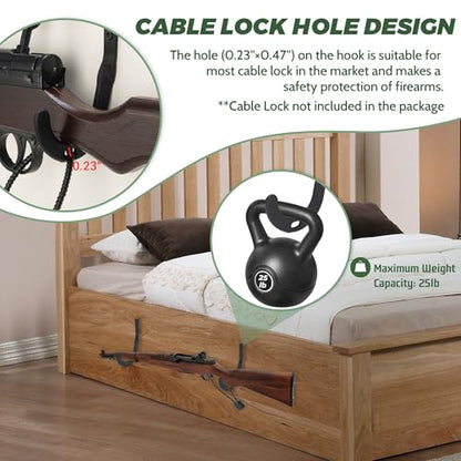 Gun Rack Hook for Gun Safe Shelf Gun Safe Accessory with Cable Lock Hole, Gun Hanger Pistol Organizer for Storage Display - style: 2 Pairs