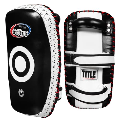 Title Muay Thai Leather Contoured Thai Pads (Pair): Muay Thai Pad, Thai Pad, MMA Pad, Punch Mitts, Kick Pad, Kick Boxing