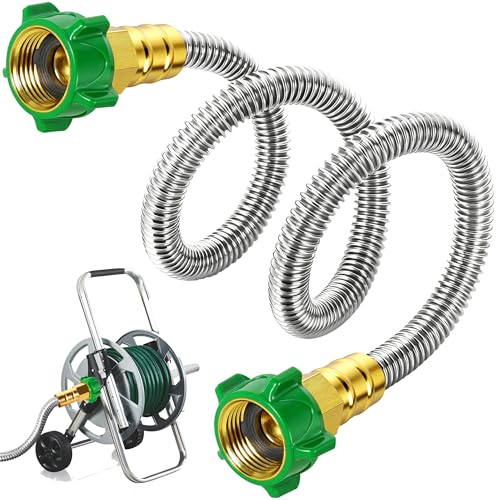 Female to Female Short Garden Hose Adapter 3FT,Hose Reel Connecting Hose | Stainless Steel Hose Leader Connector for Hose Reel,Flexible,Kink-Free & No Leak Outdoor Water Pipe Extension - size: 3FT