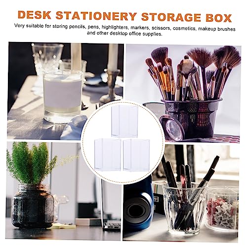 PRETYZOOM 3 Pack Acrylic Pen Holder Vase - Multi-Functional Clear Storage for Desk Makeup Brushes and Centerpieces - 10X6.5Cm Decorative Candle Holder