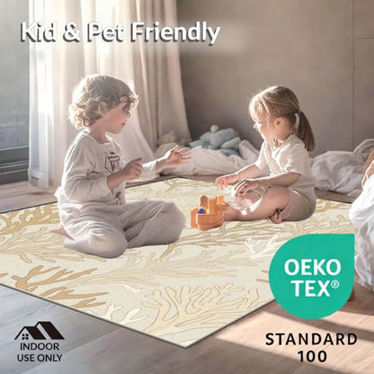 8'x10' Washable Modern Abstract Large Rug, Cream Non-Shedding Pet Friendly Carpet Foldable Easy Care Mat for King Size Bedroom, Master Suite, Under Bed | Ref:1886598 - color: Beige/Pattern 26, size: 8' x 10' (Rectangular)