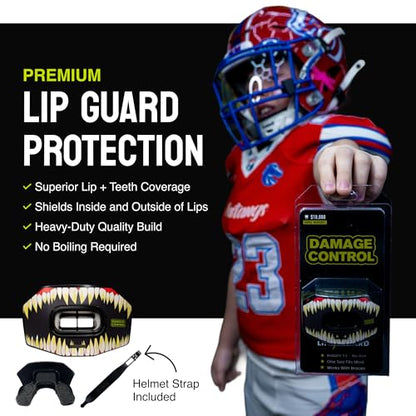 DAMAGE CONTROL Youth Football Mouth Guard – Breathable No Boil Mouthpiece, Protects Lips & Teeth, Works with Braces, Includes Helmet Strap – Sports Gear & Accessories (Symbite) - color: Symbite