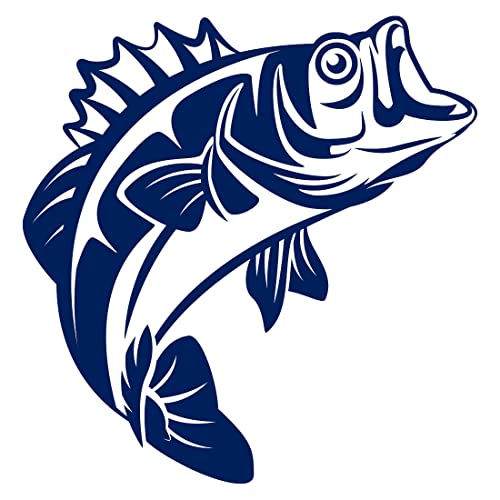 Bass Fishing Fish (Navy Blue) (Set Of 2) Premium Waterproof Vinyl Decal Stickers For Laptop Phone Accessory Helmet Car Window Bumper Mug Tuber Cup Door Wall Decoration - color: Navy Blue, size: 5.6 inches x 5.8 inches