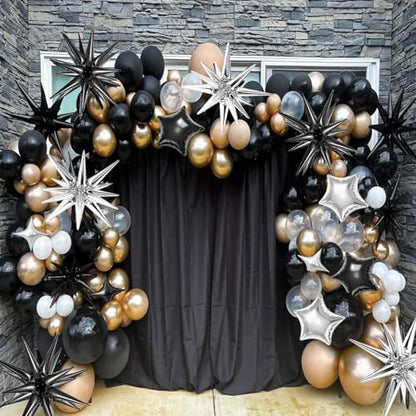 22 Pcs Star Balloons,22/18/10 Inch Star Foil Mylar Balloon,Spike Balloon and Four Pointed Balloons for Party Supplies Christmas Birthday Wedding Photo Booth (Black Silver) - color: Black Silver