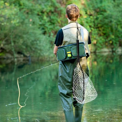 Fly Fishing Landing Net, Soft Rubber Mesh Bass Trout Net with Collapsible Handle and Magnetic Release, Folding Catch and Release Net for Freshwater, Fly Fishing Gear Accessories