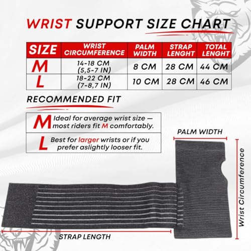 ® Motorcycle Wrist Brace Adjustable Wrist Wraps for Bikers, Wrist Support Reduces Hand Pain and Absorbs Vibration, Enhancing Comfort and Stability (Large) - size: Large