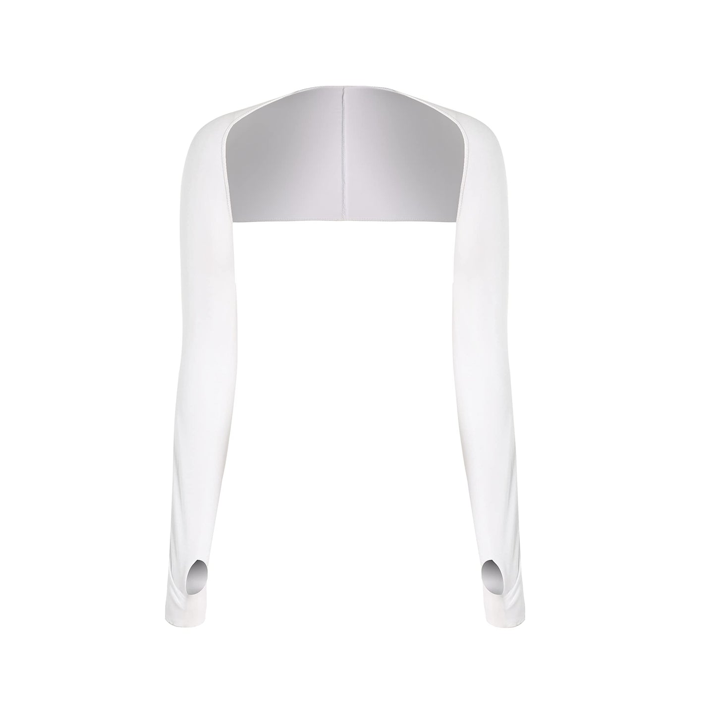 Women Cooling Shawl Arm Sleeve with Finger Hole, Comfortable & Breathable, Anti-UV, Ladies Sun Protection Cooler Shrug - color: White