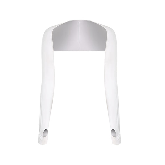Women Cooling Shawl Arm Sleeve with Finger Hole, Comfortable & Breathable, Anti-UV, Ladies Sun Protection Cooler Shrug - color: White