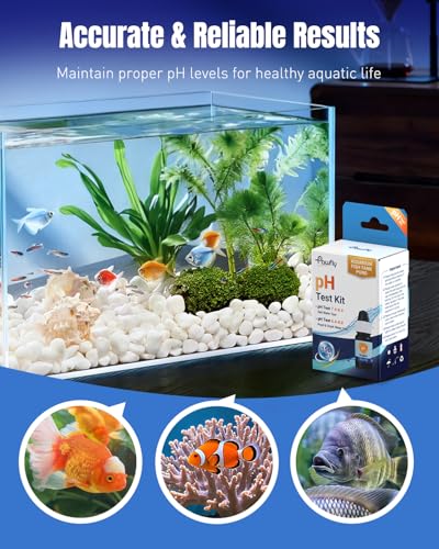 Pawfly Aquarium pH Test Kit, Accurate Fish Tank pH Testing Kit | Easy-to-Read pH Water Test Kit with Test Tube & Color Chart, Aquarium Liquid Test Kit for Freshwater & Saltwater - color: Blue Box Pack