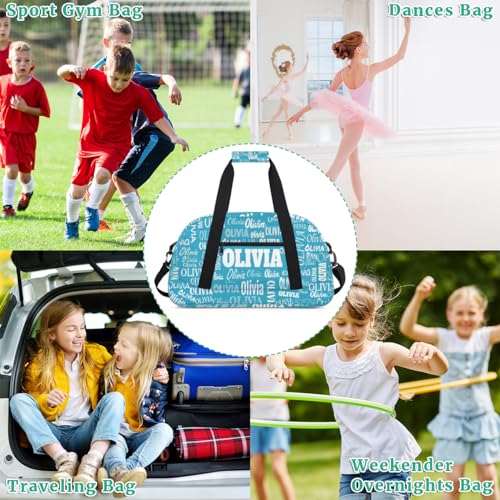 Personalized Dance Bag, Cheerleader Bag Gym Sport Duffel Bag Weekender Bags Travel Duffel Bag, Dark Turquoise Blue Solid Color - color: Color10