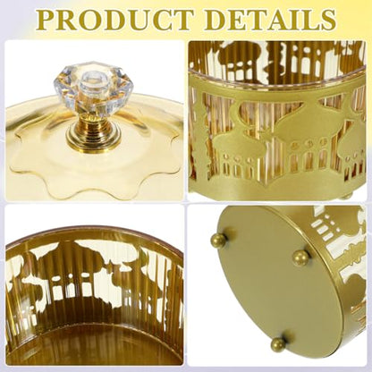 EXCEART Holiday Serving Platter Middle East Snack Tray with Cover for Eid Treats Nuts Dried Fruits Party Tea Dish Home Celebrations