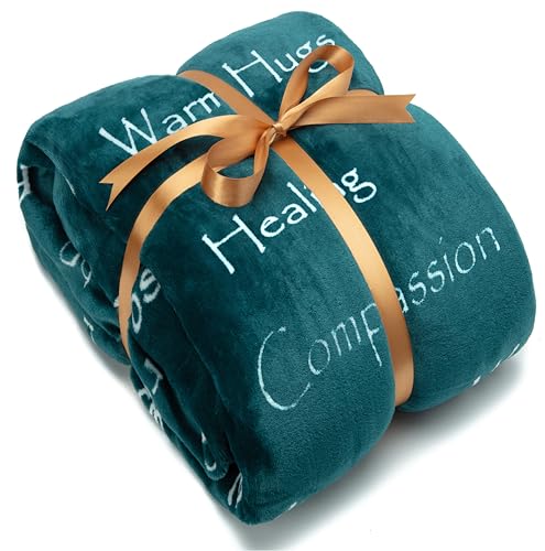 Chanasya Premium Sympathy Warm Hugs Gift Throw Blanket - Healing Gift Cancer Chemo Survivor Get Well Caring Gifts - Comfort Blanket for Love Support Strength - Women Men Friend Grandpa - Teal Green - color: Teal Green, size: Standard Throw