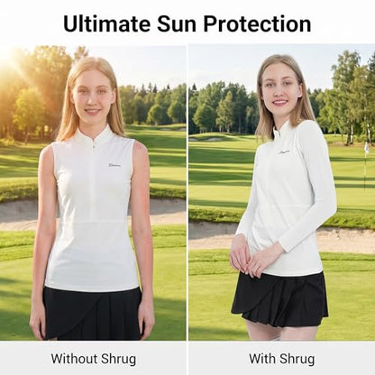 Women's Golf Cooling Shawl Outdoor Sun Protection Arm Sleeves - color: White, size: Small-Medium