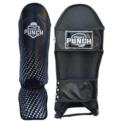 Shin Guards Kickboxing Leg Pads with Instep Protection, Muay Thai MMA Martial Arts Kicking Sparring Training Gear - color: Black & Silver, size: X-Large