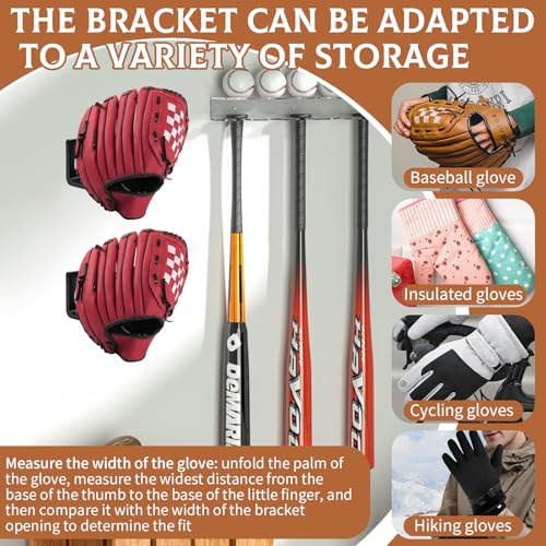 4 Pack Baseball Glove Stand, Softball Glove Display Rack - 2-in-1 Drill or No-Drill Wall Mount, Preserves Shape, U-Shaped Glove Holder for Garage, Locker Room, Entryway & Man Cave Storage