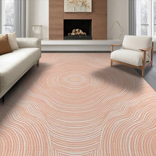 6'x9' Washable Modern Abstract Area Rug, Peach Non-Shedding Pet Friendly Room Rug for Queen Size Bedroom, Under Bed, Master Suite, Foldable Easy Care Carpet | Ref:1908935 - color: Beige/Pattern 28, size: 6' x 9' (Rectangular)