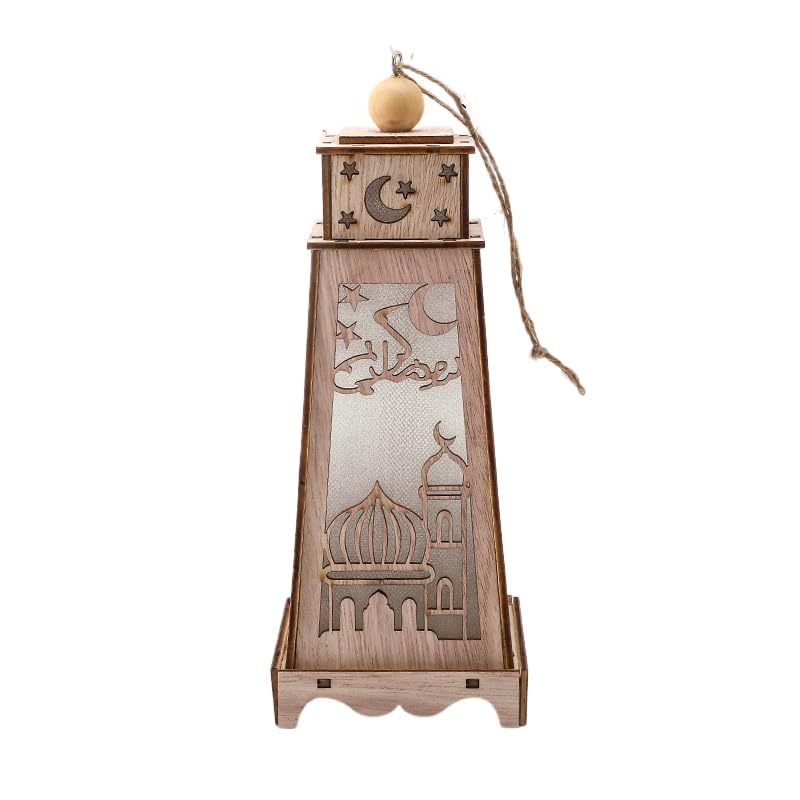Eforcase Ramadan Lantern Hanging Decorations Wood Table Lamp Ramadan Kareem Tabletop Moon Palace Night Lights Ramadan Decorations Eid Mubarak Ornaments Tabletop Centerpiece Decor Decorative Lamp