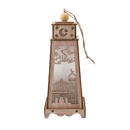 Eforcase Ramadan Lantern Hanging Decorations Wood Table Lamp Ramadan Kareem Tabletop Moon Palace Night Lights Ramadan Decorations Eid Mubarak Ornaments Tabletop Centerpiece Decor Decorative Lamp