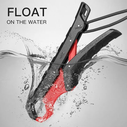 7.5'' Floating Fish Gripper, Fishing Grabber | Catfish Mouth Pliers, Caught Bass Holder, Fish Scale Hook Clamp, Saltwater Lip Grip Tool with Lanyard, Gifts for Men - color: Black-red