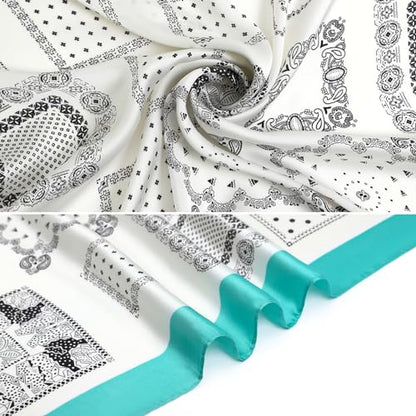 STARWHISPER 27" Square Head Scarf for Women Silk Feeling Satin Scarf Women Fashion Silk Scarf for Wrapping Hair - color: Quadrate3