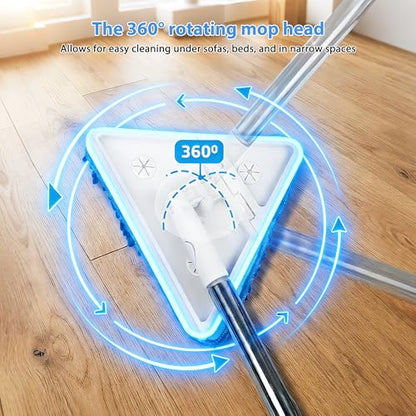 Wall Cleaner Mop with 80" Long Handle.3-in-1 Ceiling Cleaning Tool Duster with 180° Foldable & 360° Rotating Head. Includes 6 Washable Pads for Walls, Baseboards, Windows & Floors. No Ladder Needed.