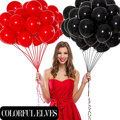 Black 12 Inch 100 Pcs Latex Balloons Helium Thicken Balloons Party Decorations (Black) - color: Black