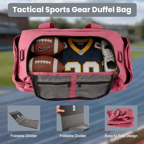 Hannibal Tactical 35L Large Duffle Bag, 3-in-1 Tactical Backpack MOLLE Pack for Sports/Gym/Outdoor, Pink - color: Pink