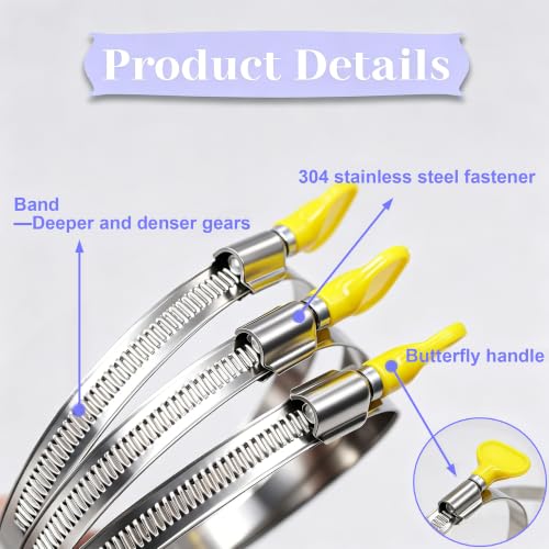 Dianrui 3 PCS Dryer Hose Clamp 4 Inch Hose Clamp Stainless Steel Thumb Screw Hose Clamps for Dryer Vent Clamp, Dust Collection Hose, Automotive Fuel Line and Plumbing (91-114mm) - size: 3PCS(4")