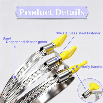 Dianrui 3 PCS Dryer Hose Clamp 4 Inch Hose Clamp Stainless Steel Thumb Screw Hose Clamps for Dryer Vent Clamp, Dust Collection Hose, Automotive Fuel Line and Plumbing (91-114mm) - size: 3PCS(4")