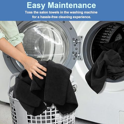 UNIMADE 48 Pack Salon Towels - Highly Absorbent and Quick Drying Hand Towels, Premium Wash Cloths for Bathroom, Gym, Shower, Hotel, and Spa - 16x27 inch (Black) | Quick Drying Premium Wash Cloths for Bathroom, Gym, Shower, Hotel, and Spa - 16x27 inch (Bla
