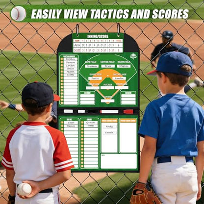 Magnetic Coaching Board – Foldable Dugout Display with Carry Handle, Leather-Covered Double-Sided Strategy & Lineup Planner for Baseball, Softball and Soccer - style: Baseballl