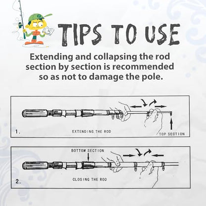 WIDDEN Kids Fishing Pole, Portable Telescopic Kids Fishing Poles for Boys and Girls, Fishing Rod and Reel Combo Kit with Tackle Box, and Fishing Net, Best Fishing Pole for Toddler Youth - color: BLACK