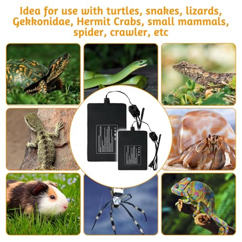 Hamiledyi Reptile Heating Pad 23W, Waterproof Under Tank Heater Mat 8x12 Inch for 30-40 Gallon Terrariums, Safe Heat Mat for Bearded Dragons, Leopard Geckos, Hermit Crabs, Snakes & Lizards