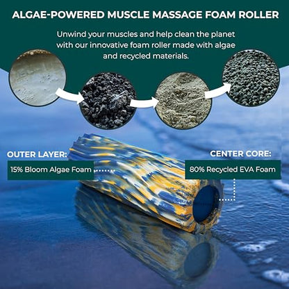 Oceanfoam Ripple Travel Foam Roller (11" x 3.35") Firm Mini Foam Roller for Physical Therapy, Deep Tissue Massage, Back Pain, High Density, Wave Textured, Yoga, Exercise (Royal Gold & Natural Marbled) - color: Royal, Gold & Natural Marbled