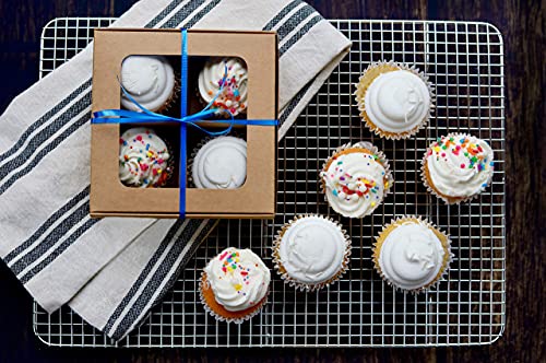 Treat Boxes - 24 ct 6 x 6 x 2.4 in Bakery Boxes with Windows and Dividers for Candy, Cookies, Cupcakes, or Bakery Desserts - Chocolate, Treats, and Baked Goods Packaging for Gifting - color: Kraft