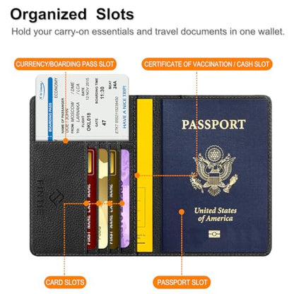 FINTIE Passport Holder, Slim Travel Wallet RFID Blocking Card Case Cover - color: Black