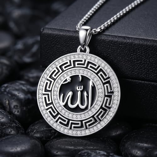 PELOVNY Allah Necklace for Men Women 925 Sterling Silver Islam Allah Pendant Chain Islamic Muslim Religious Jewelry Gifts - color: Allah-06
