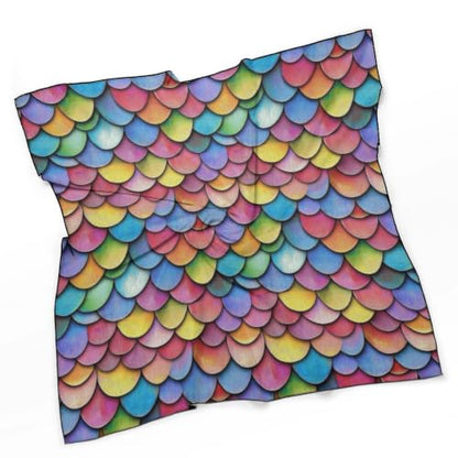 Women’s Square Scarf 27"x27", Lightweight Chiffon Satin Feel Fashion Scarf for Neck Hair Band Head Wrap Bag Accessory - color: Colorful Scales