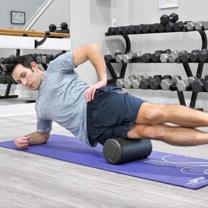 OPTP AXIS Firm Foam Roller, High Density Foam Roller for Physical Therapy, Yoga, Pilates, Fitness Exercise and Sports Training (Black, 12" X 6" Round) - color: Black - 12" X 6" Round