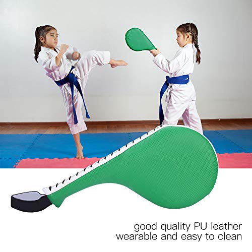 RiToEasysports Taekwondo Kick Pad, PU Leather Target Pad with High Dense Sponge 14.8 X 7.1 X 2.4 in, Shock Absorption Solid Stitching for Children Home Gym Martial Arts Training - color: Green