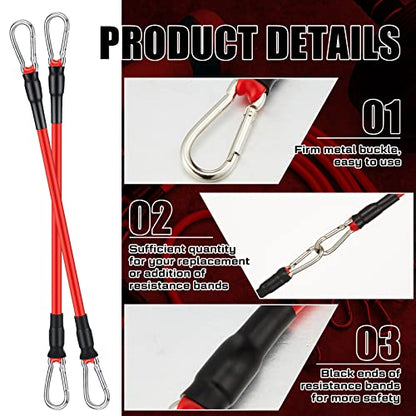 Liliful 8 pcs Resistance Bands for Working Out Additional Exercise Bands for Replacement Workout Equipment Elastic Stretch Legs Ankle Straps for Men Women Strength Training Fitness Gym Home, Red