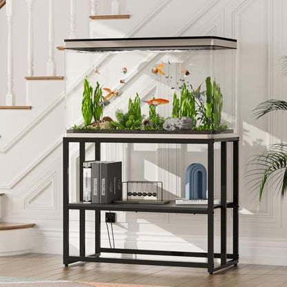 Urban Deco 40 Gallon Fish Tank Stand with Power Outlets, 660LBS Capacity Aquarium Stand, Metal Fish Tank Stand Dual-Layer Design Terrarium Stand, Black - color: Black, size: 40 gallon
