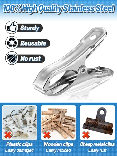 Stainless Steel Garden Cilps - 40Pcs Large Open Metal Clamps for Greenhouse Hoops, 2" Fix Plant Cover Shade Cloth Netting Tarp, Tight Grip Weatherproof Gardening Supplies - style: 40pcs