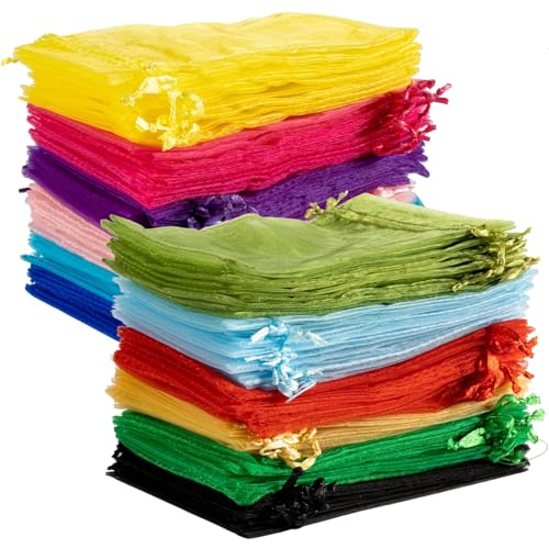 Sukh 120PCS Organza Bags 5''x7'' - Muticolor Small Sachet Jewelry Gift Favor Bags Drawstring Mesh Bags Gifts Valentines Wedding Eid Mubarak Halloween Eve Christmas New Year Party Candy Fruit Wrap Bulk - size: 5 x 7 inches