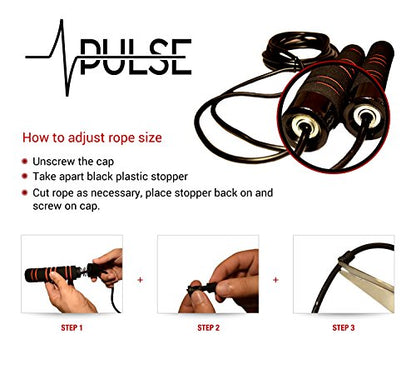 Weighted Jump Rope (1LB) With Memory Foam Handles and Thick Speed Cable - For fitness workouts at home, cardio, boxing and MMA, CrossFit, endurance training, Jumping Exercise. PULSE ATHLETICS.